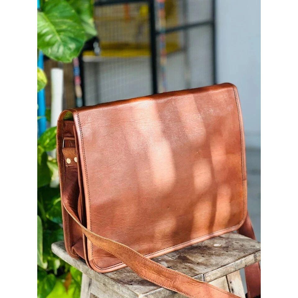 Мужская кожаная винтажная сумка-мессенджер для ноутбука ручной работы, портфель-сатчел