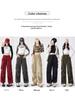 Women's American Cargo Pants Summer New High Waist Quick Dry Parachute Pants Casual Wide Leg Sports Long Pants Trendy