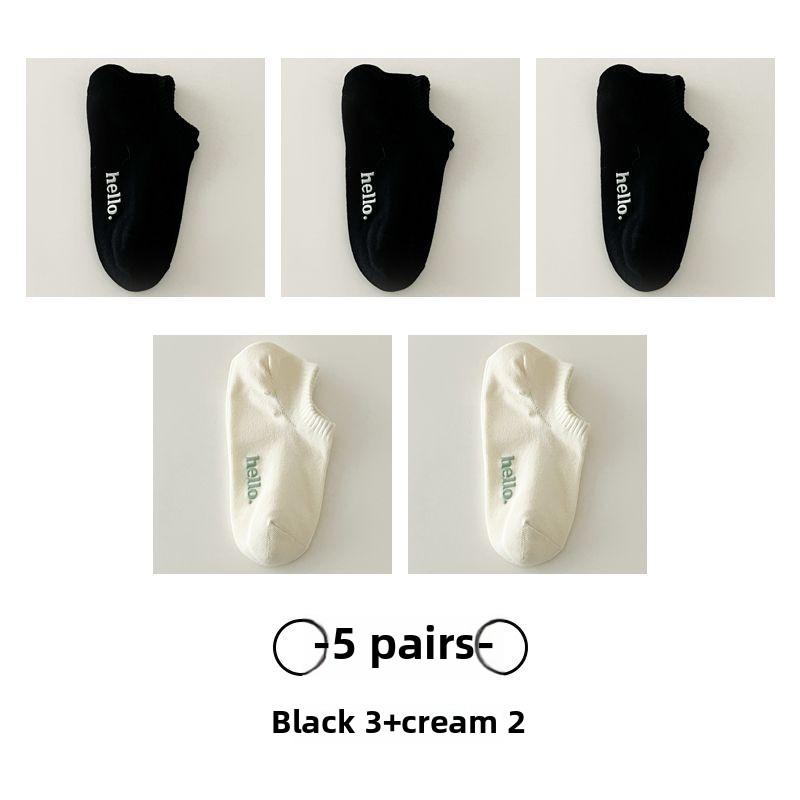 5 пар женских тонких носков с надписью «Handless» из хлопка и дышащей пяткой на весну и лето