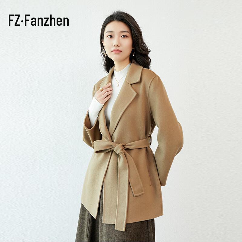 Женское шерстяное пальто средней длины с поясом Fanzhen