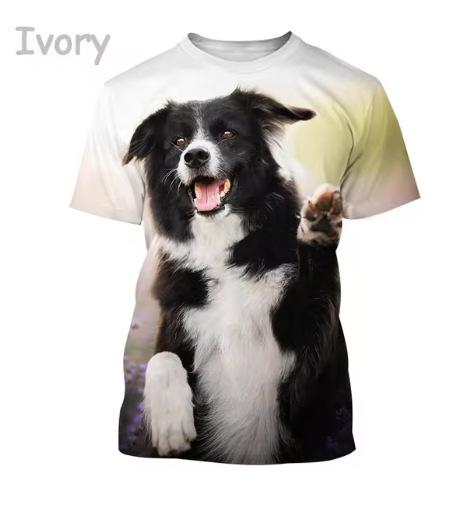 Border Collie 3D Printed T-Shirt Cute Puppy Printed O-Neck Short Sleeve T-Shirt Men Women Men