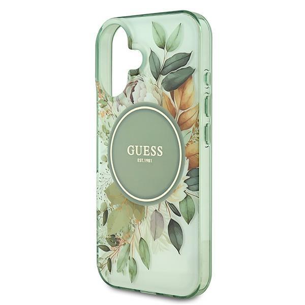 Guess Guhmp16Mhfwbdcen Iphone 16 Plus6.7 Zielony/Green Hardcase Iml Flower & Tonal Circle Magsafe