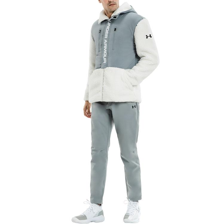 UA Свакет Шерпа Комбинированная Куртка с Капюшоном из Овчины Мужская Куртка Серая Белая 1345051-100