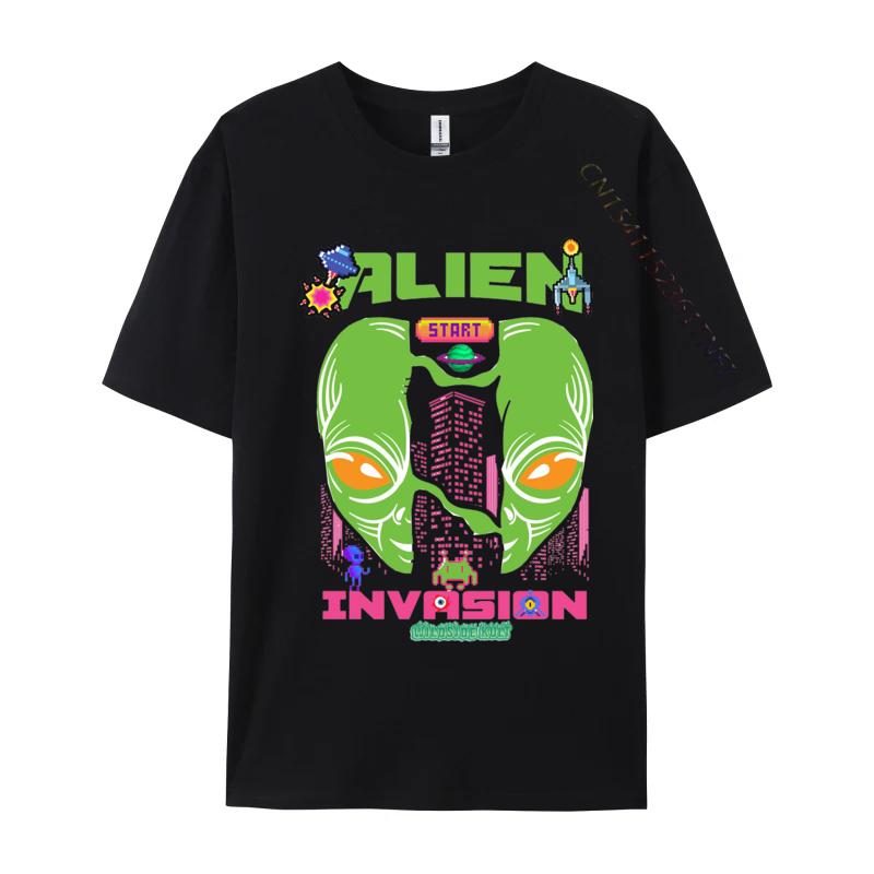 Brand Unisex T Shirt Printed Customized Top Tshirts Alien invasion retro T Shirts Round Collar Free Shipping