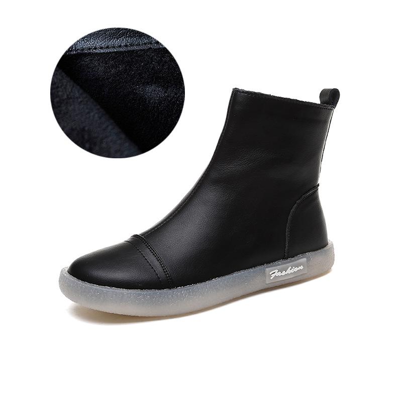 Женские короткие ботинки 2025 осень и зима коровья кожа говяжья подошва ботинки Мартин обувь с высоким верхом боковая молния ботильоны удобные универсальные повседневные модные