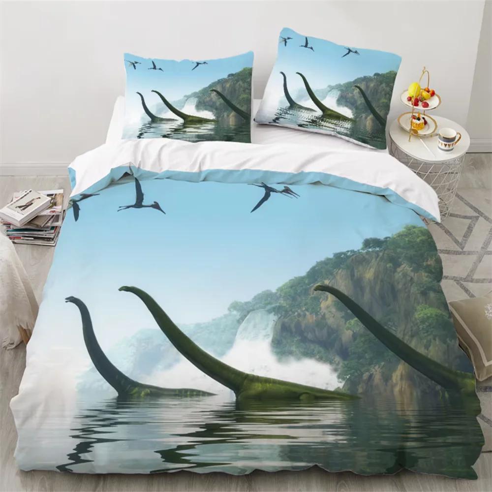 3D Dinosaur Printed Duvet Cover King Twin Queen Double Size Kit UltraFine Fiber Pillowcase New  Bedspread