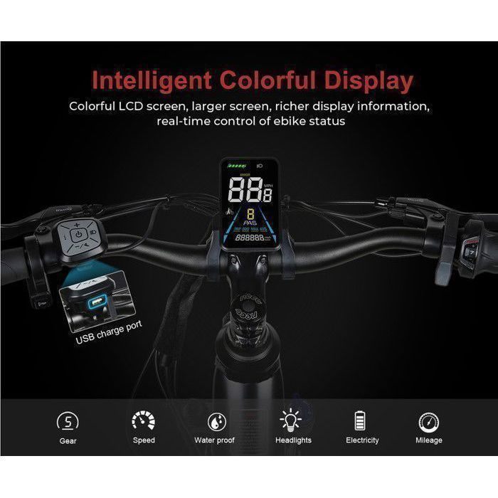 Samebike A01Pro Vélo électrique 26" - Moteur 500W Batterie 36V/15Ah - Autonomie 80km - Shimano 7 Vitesses - Fourche Suspendue,Vert
