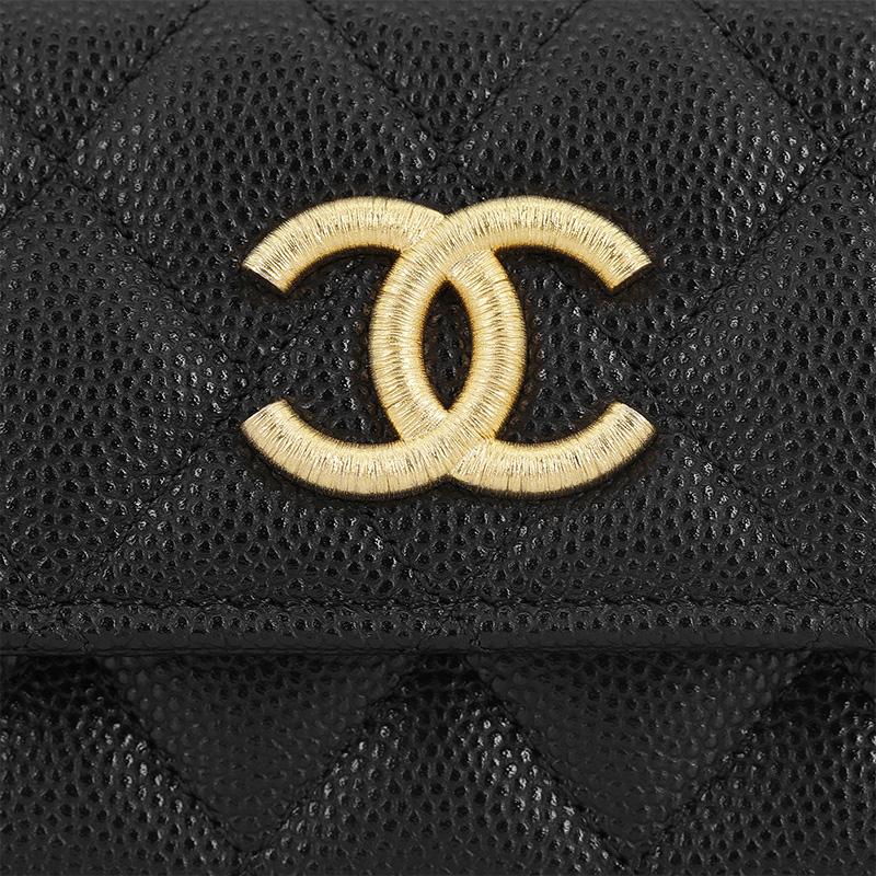 Chanel 23B Gold Buckle Quilted Caviar Leather Card Holder Women accessories Black AP3523-B13703-94305