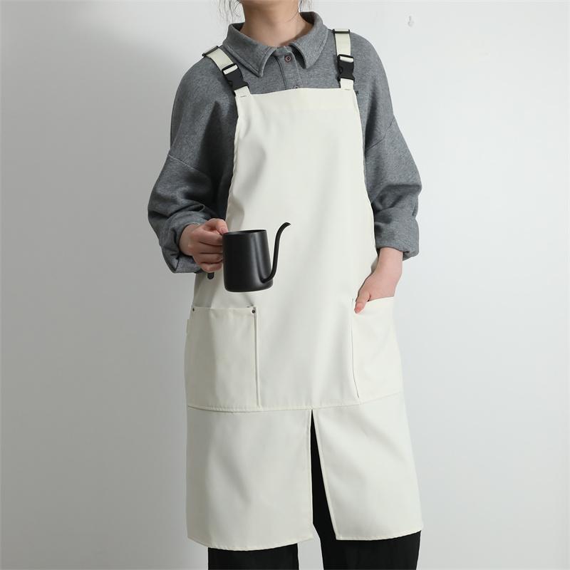 Кухонный Кафе Рабочий Водонепроницаемый Фартук с Карманами и Дизайном с Передним Разрезом для Женщин и Мужчин Маслостойкий Фартук Бариста Шеф-повара Официанта