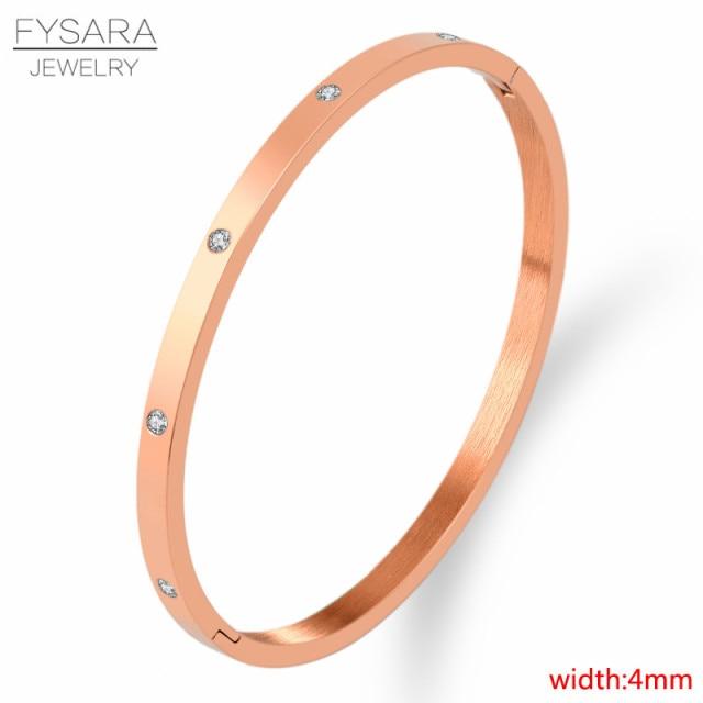 Luxury Lover Jewelry Women Bangle Titanium Steel Couple Jewelry Full Cz White Crystal Buckle Bracelets Bangles Men