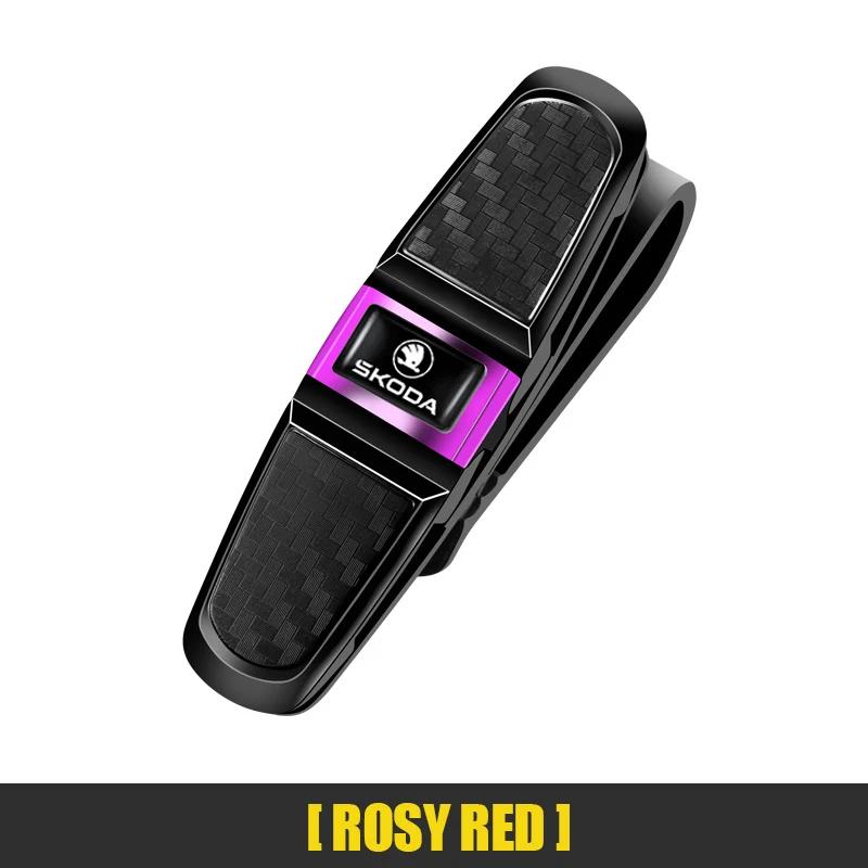 Car Sticker Skoda Car Glasses Case Auto Sun Visor Glasses Holder Sunglasses Clip Card Ticket Holder Pen Case Clip Box Universal
