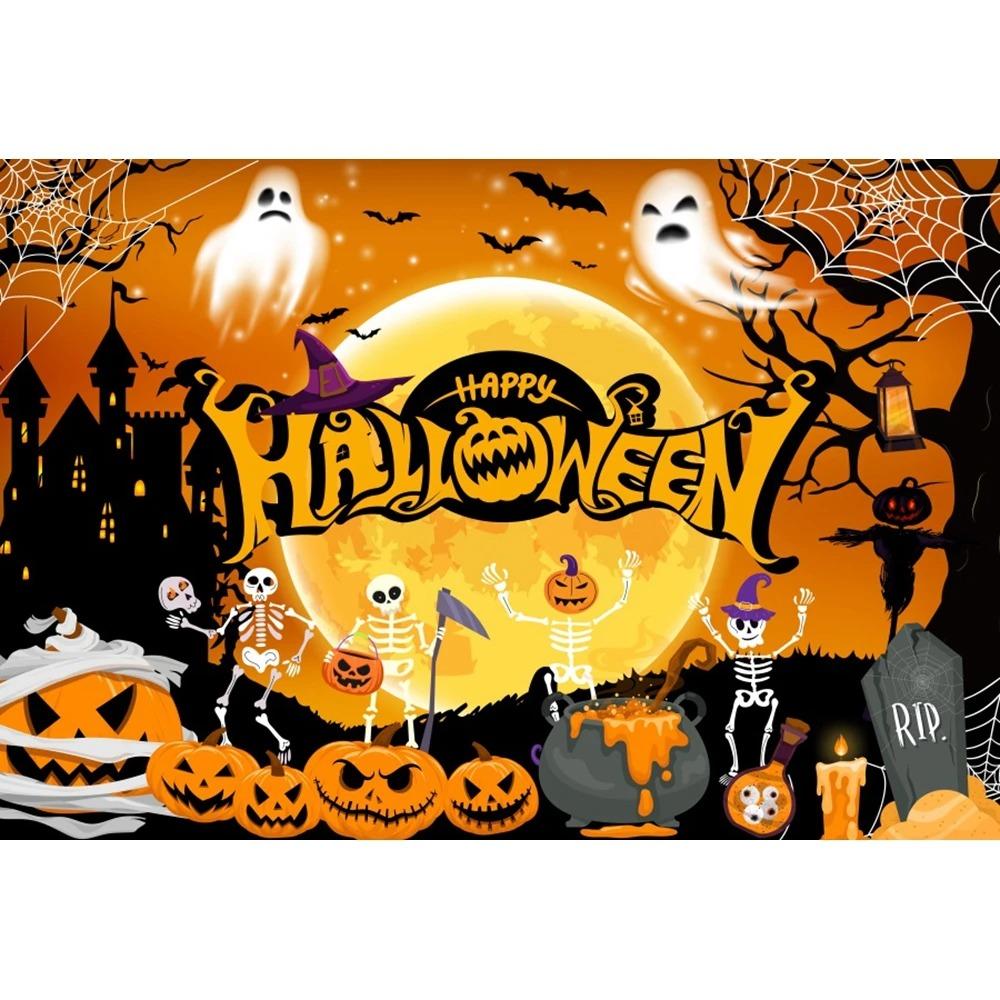 Счастливого Хэллоуина вечеринка украшение подвесная ткань ужас луна тыква ведьма летучая мышь замок фотостудия фон ткань