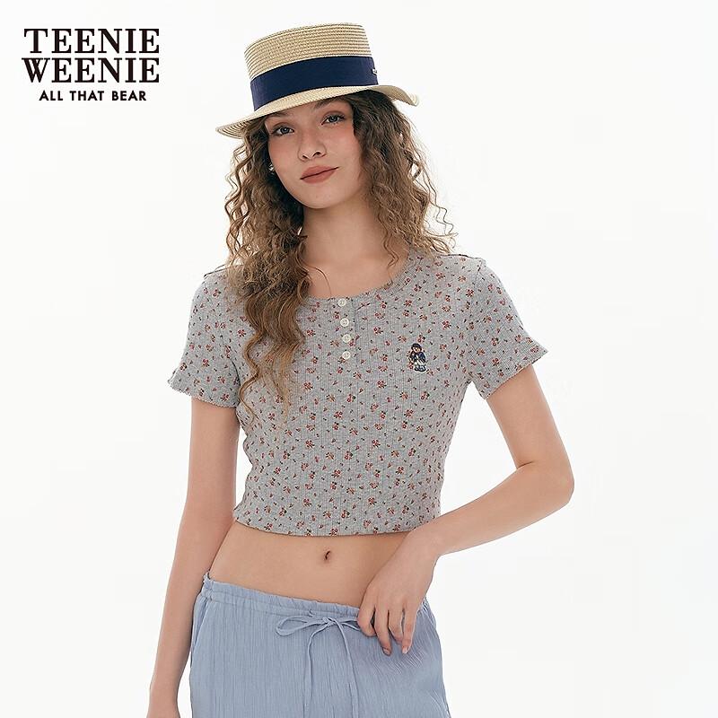 Teenie Weenie Женская круглая футболка с принтом медведя и цветами