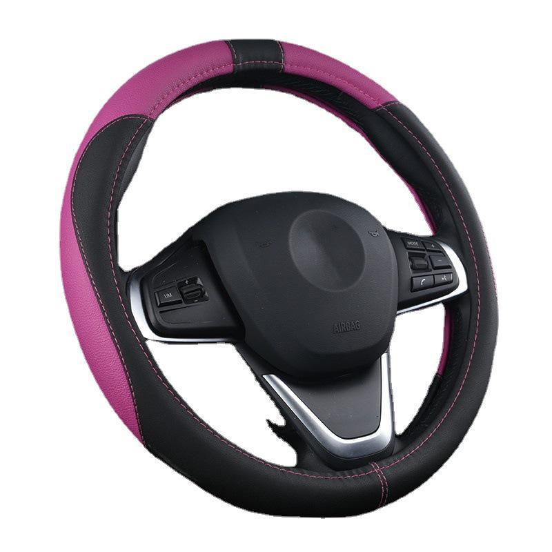 Чехол на руль из высококачественной кожи с двойной строчкой — трансграничный аксессуар для салона автомобиля на все времена года