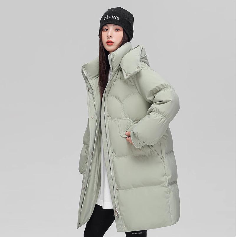 Long Down Jacket Women's Coat 2025 Winter New Fashion Hooded Loose Thickened White Duck Down Knee Coat Tide