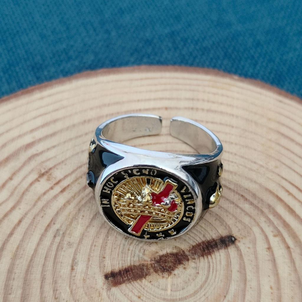 New Creative Dominance European and American Trend Crown Drip Oil Skull Cross Unique Ring