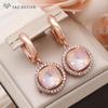 Модные круглые серьги с кубическим цирконием и квадратными кристаллами для женщин, розовое золото, ювелирные изделия для свадебной вечеринки