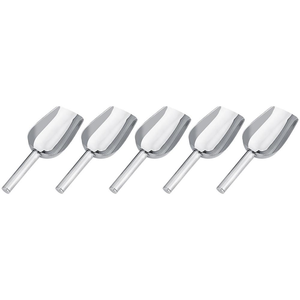 5PCS Silver Metal Scoop Set Stainless Steel Ice Scoop Set Premium Scoops Set Party