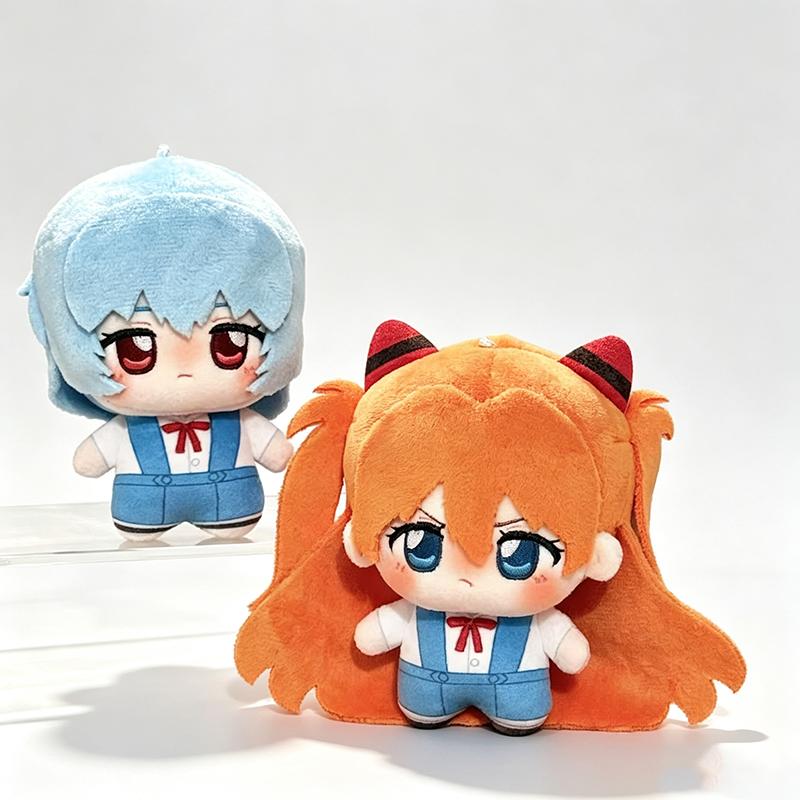 Cute Evangelion Anime Plush Keychain 10CM Asuka Langley Soryu and Ayanami Rei Cute Cotton Doll Soft Stuffed Figure Pendant Collectible Gift for Fans