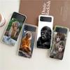 Transparent Phone Case For Samsung Galaxy Z Flip 3 4 5 6 7 Hard Folding PC Z Flip3 Flip4 Cover Cute Funny Monkey