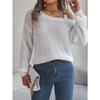 Autumn Winter Casual Metal Buckle Splicing Off-the-shoulder Pullover Sweater Fashion Elegant Lantern Long Sleeve Casual Simple Women Sweater Clothing