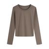Women Long Sleeve T-shirt Crew Neck Tee Breathable Skin-friendly Basic Tee Autumn Winter Inner Wear Top