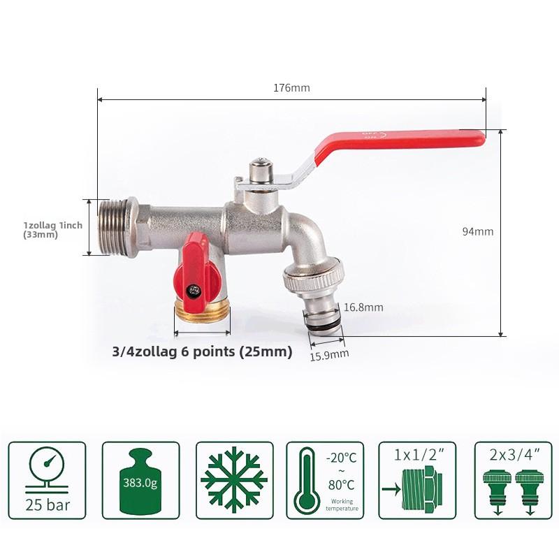 1PC Red handle 1/2 "" 3/4" "IBC Tank Metal Water Tap with S60 Coarse Thread 1-2 Way Adapter Ball Valve Garden Supplies Irrigati