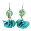 [R2782] - Green 'Dancers' Handcrafted Earrings - 50x30 Mm