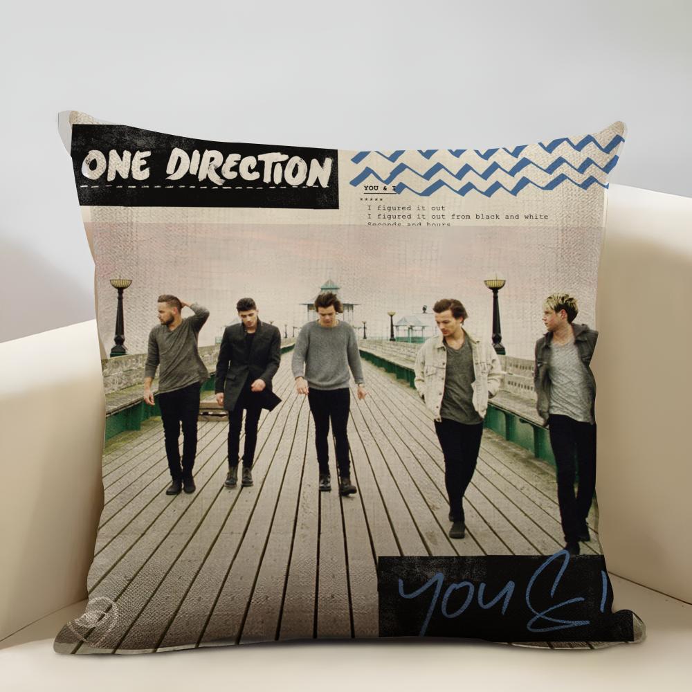 One D-D-Direction Album Cushion Household Decoration Linen Sofa Cushion Cover: Skin-Friendly & Breathable with Invisible Zipper