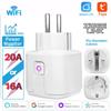 Розетка умная WiFi EU 16A/20A Tuya с мониторингом мощности таймером управлением через приложение дистанционным голосовым управлением для Alexa Google Smart Life Home