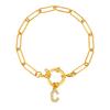 Bubble Buckle Zircon Initial A-Z Charm Bracelet, Stainless Steel Square Chain Bracelet for Women, 26 Letters Alphabet Jewelry