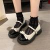 French Retro Mary Jane Shoes Women's 2025 Summer and Autumn Bow Platform Small Leather Shoes Soft Sister Style Casual Loafers