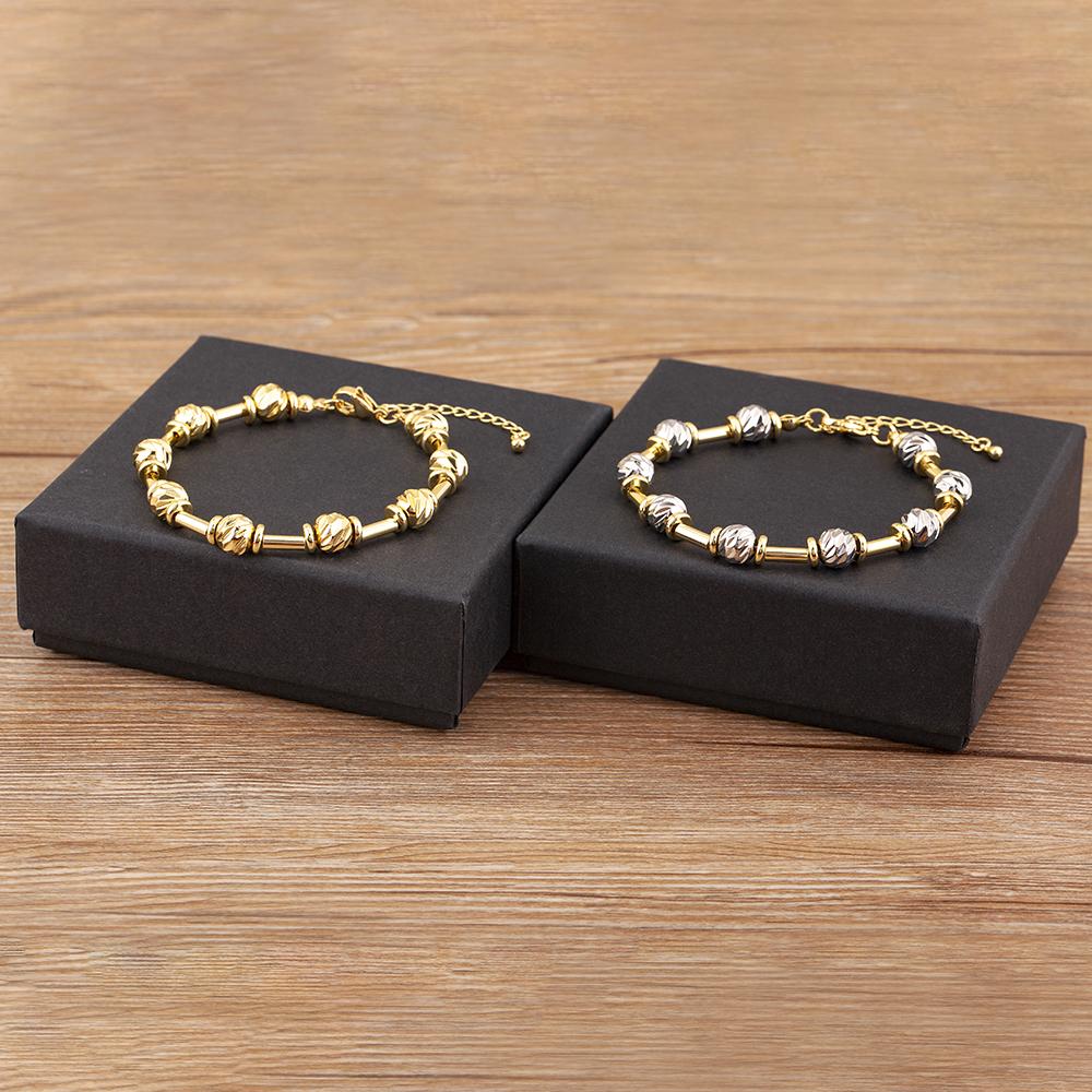 Nidin High Quality Personality Design Copper Round Beads Hand Bracelets For Female Girl Birthday Party Fashionable Jewelry Gifts
