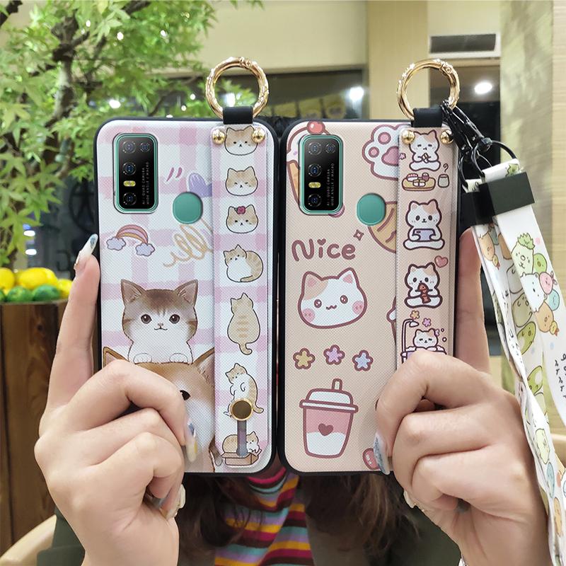 Anti-knock Lanyard Phone Case For Doogee N30 Cartoon Protective Fashion Design Soft Case Phone Holder Shockproof Ring