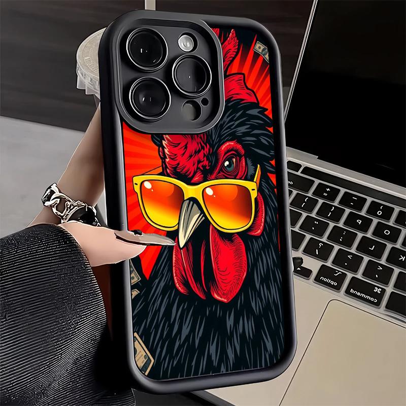 Чехол для телефона iPhone 17 Air 16E 15 16 Pro Max Курица Курица Петух Чехол 14 Plus 13 12 Mini Мягкий Силиконовый Fundas
