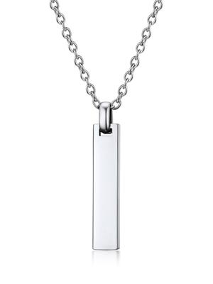 [PROSTEEL] Мужской простой кулон-пластина на шею, Хирургическая нержавеющая сталь 316L, Гипоаллергенный, Устойчивый к коррозии, Длина 55 см [Цепь Азуки, Серебристый]