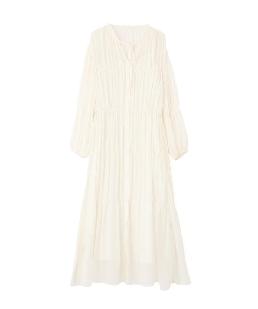 Proportion Body Dressing Ecru Sheer Shirring Casual Dress Women's