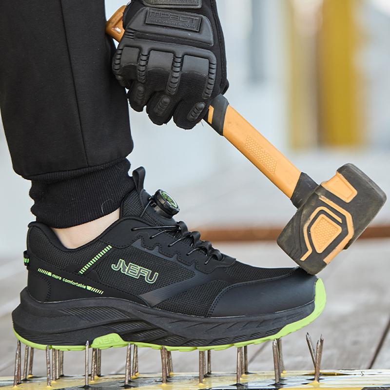 Work Safety Shoes Rotating button Work Sneakers Steel toe shoes Anti-smash Anti puncture Work Boots Indestructible