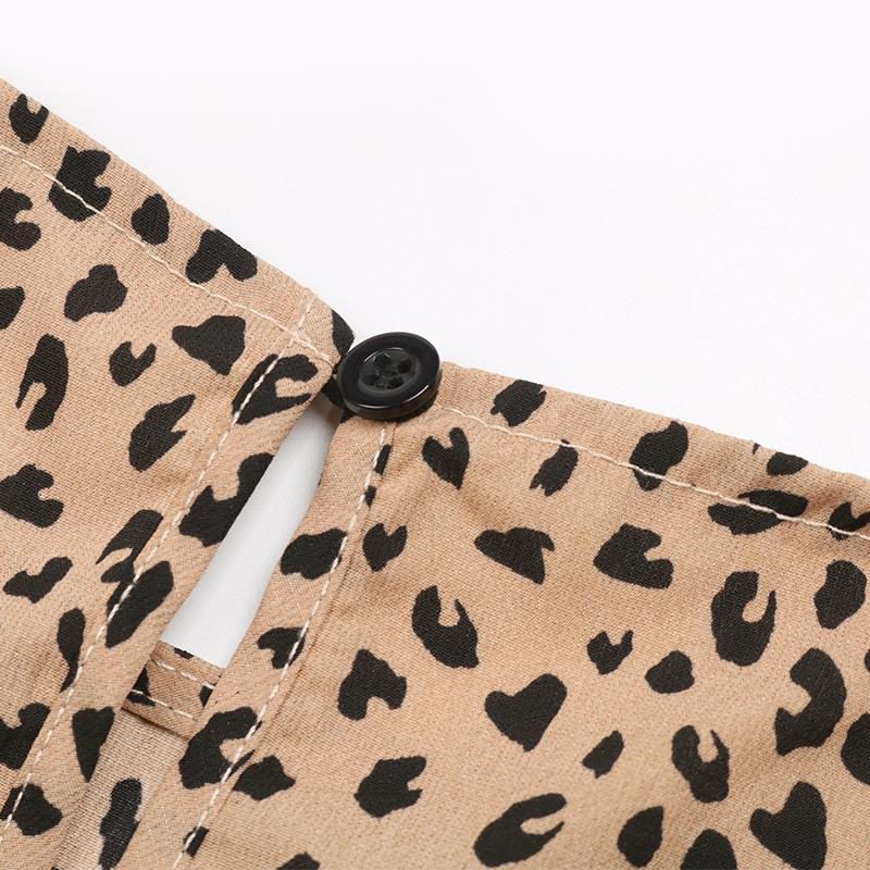 Women's Summer Design Sense Short Sleeve Leopard Pattern Shirt Blouses Loose Chic Tops