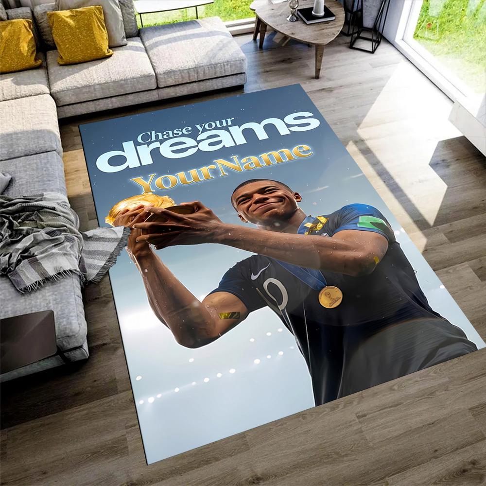 Mbappe Customize Your Name Floor Rug Office Rug Suitable for Foyer Balcony Outdoor Playrooms Antislip Carpet Anime Office Decor