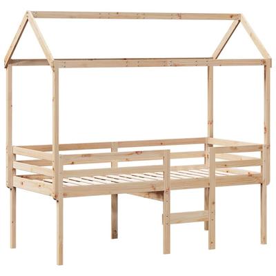 High Bed with Roof 90x200 Cm Solid Pine Wood