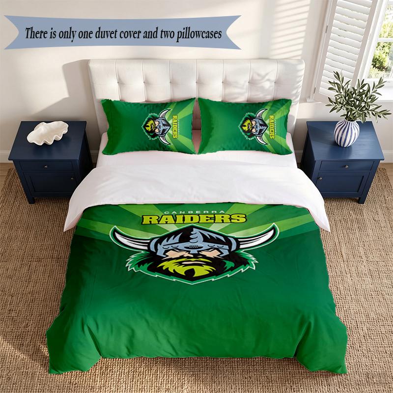 Canberra Raiders 3‑Piece Bedding Set Soft Microfiber Duvet Cover Pillowcases Comfortable Bed Linen for Bedroom Decoration