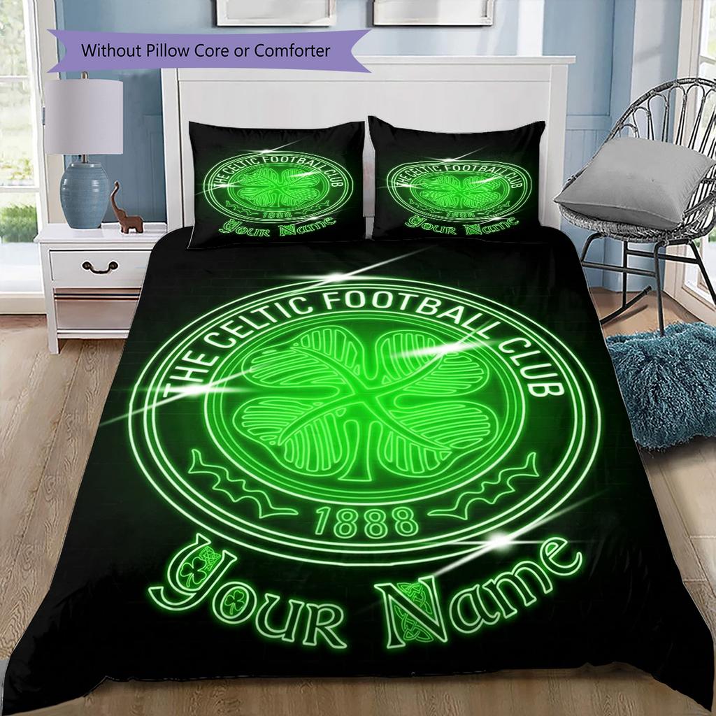 Celtic Fc Crest Custom Name Pattern Bedding Quilt Set Quilt Cover Pillowcase Home Birthday Gift(1 * duvet cover + 2 * pillowcase, without core)