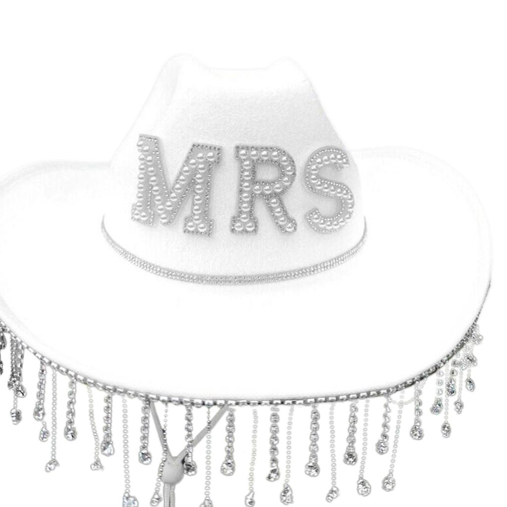 Bride Cowboy Hat Bachelorette Party Hat Bridal Party Hat Tassel Cowboy Hat Mrs Hat Bride Hat Tassel Cowgirl Hat