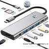 USB 3.2 Хаб-Док-станция с питанием Type-C и отключением экрана одной кнопкой, поддерживает 4K60Hz