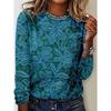 Women's T Shirt Floral Fashion Modern Long Sleeve Crew Neck Regular Tops Daily Print Black Blue Gray Summer