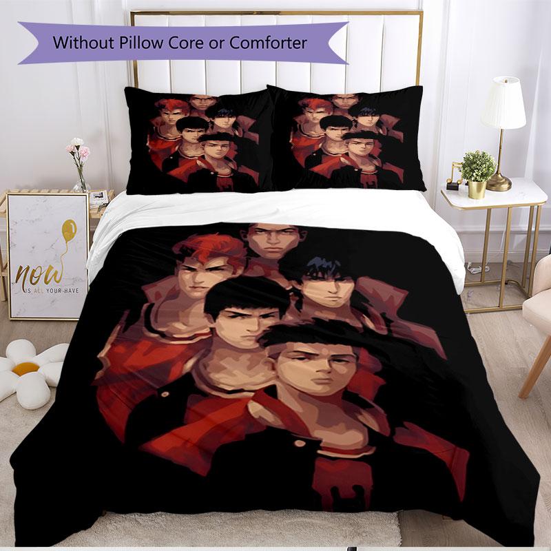 3pcs Duvet Cover Set (1*Duvet Cover + 2*Pillowcase, Without Core), SLAM DUNK Print Soft All‑Season Bedding Set, Home Bedroom Decor Gift