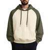 Unisex Casual Drawstring Hoodies Colorblock Raglan Sleeve Sweatshirts