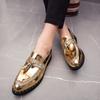 Brand Gold Tassel Leather Men Shoes Designer Glitter Brogue Shoes Men Formal Loafers Shoes Sequins Wedding Party Dress Shoes Men