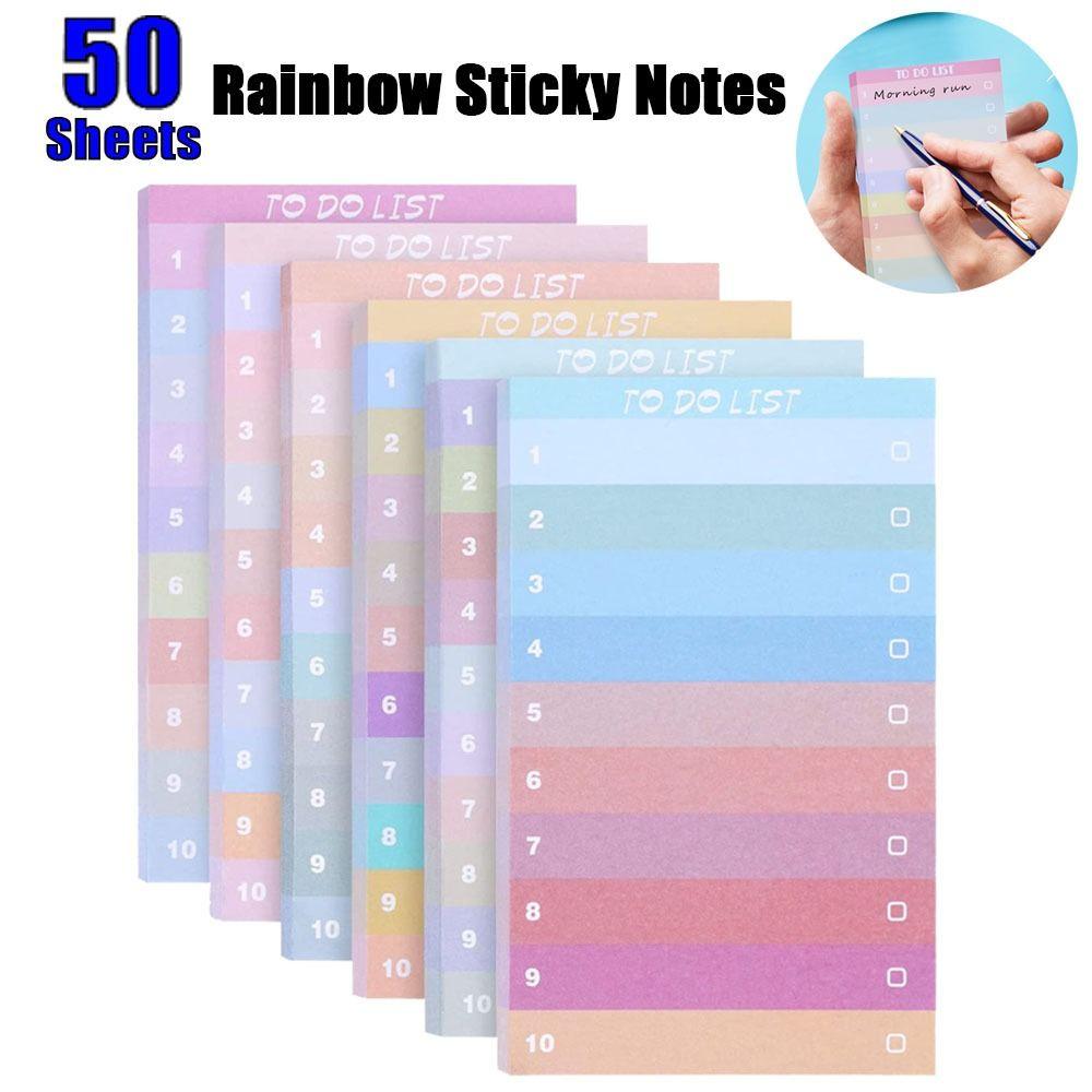 Multicolors To Do List Rainbow Scribed Sticky Notes School Stationery Bookmark Memo Pad  Stationery